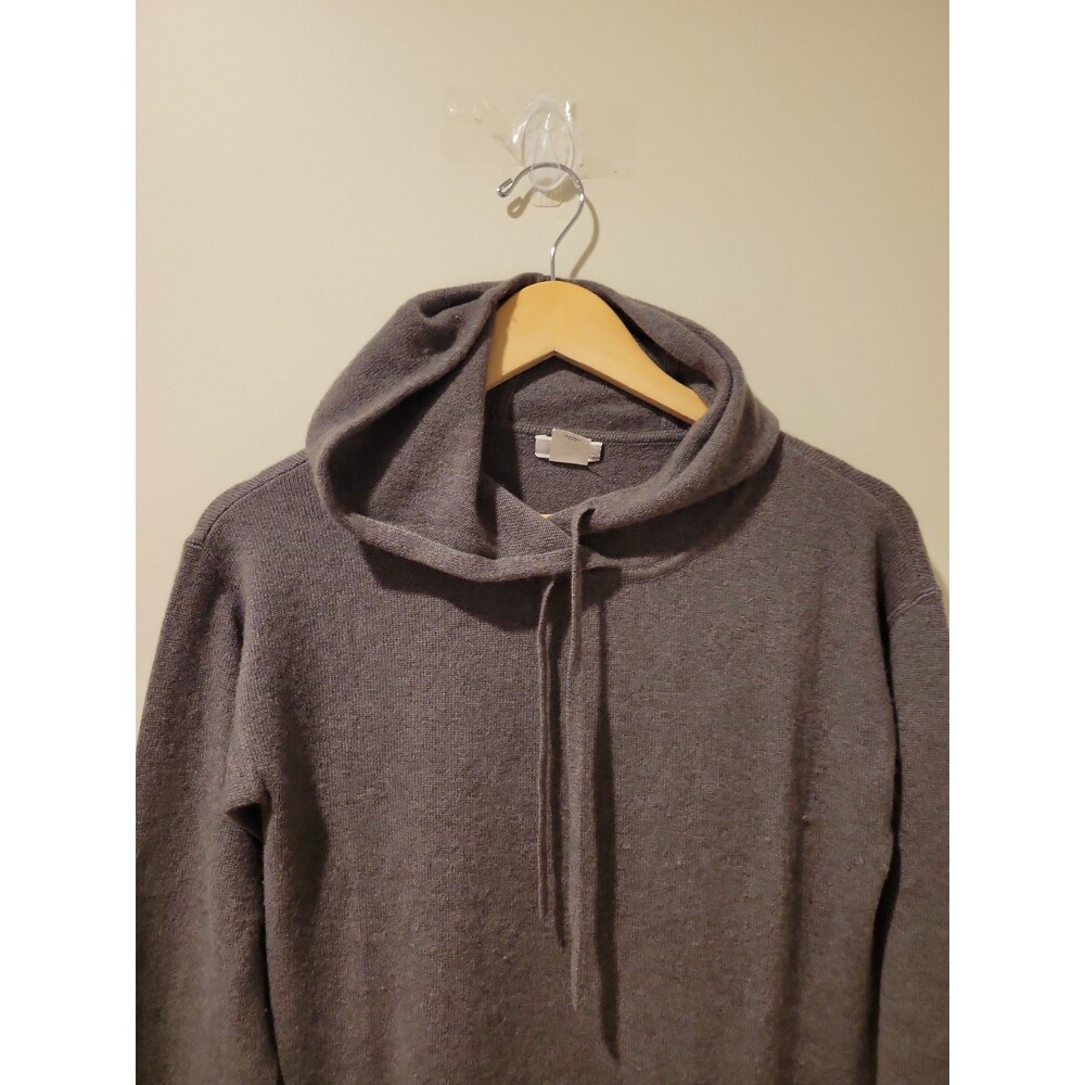 J.Crew Women’s 100% Cashmere Hoodie Sweater Size M Gray Pullover Drawstring - Picture 3 of 8